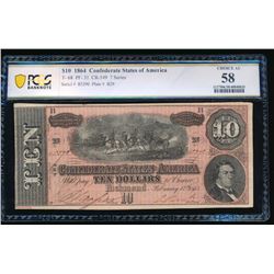 1864 $10 T-68 Confederate PCGS 58