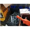 Image 2 : Box of power tools, crate of joist hangers and construction heater cut cord