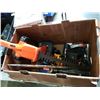 Image 4 : Box of power tools, crate of joist hangers and construction heater cut cord