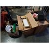 Image 1 : 3 BOXES OF ESTATE GOODS, STEINS, BAR TAPS, FIGURAL BOTTLES