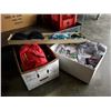 Image 1 : Two boxes of new t-shirts, emergency kit and Speedo goggles