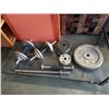 Image 1 : 3 dumbbells and tricep bar with 130 lb of plate weight