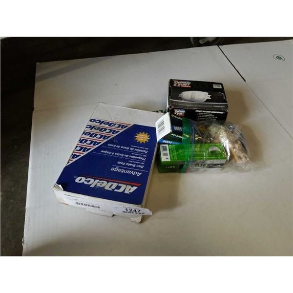 BRAKE PADS, GOLF TEES AND BALLS