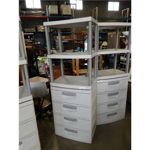 STERILITE 2 PIECE STORAGE UNIT - 4 DRAWERS, 3 SHELVES