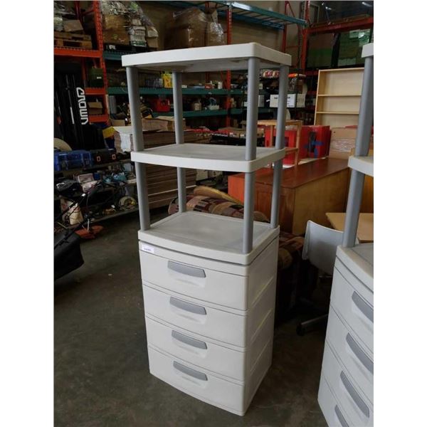 STERILITE 2 PIECE STORAGE UNIT - 4 DRAWERS, 3 SHELVES