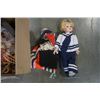 Image 3 : COLLECTOR DOLL SAILOR, MINI WOOD CLOGS, DOLL COVER, AVON CAR FIGURE, STITCHED ART AND TASSLES