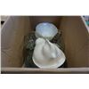 Image 2 : CARNIVAL GLASS PUNCH BOWL SET AND GLASS BOWLS, BOX OF CUTLERY AND KITCHEN ITEMS