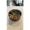Image 5 : WOODEN JEWELLERY BOX W/ RINGS AND 2 TINS OF JEWELLERY