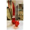 Image 1 : LARGE RED ART GLASS VASE 28 INCHES TALL AND OTHER RED ART GLASS VASE