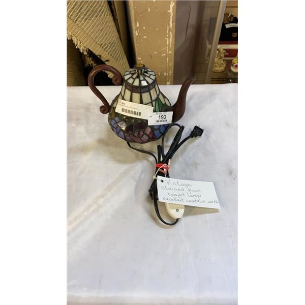 Vintage stained glass teapot lamp