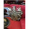 Image 1 : METAL COAT OF ARMS, UPPER CANADA BREWING COMPANY SIGN AND LEADED GLASS SAIL BOAT PANEL