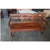Image 1 : SOLID MAHOGANY REPRODUCTION CARVED BENCH WITH DECORATIVE METAL ACCENTS