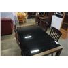 Image 3 : MODERN GLASSTOP DINING TABLE WITH JACKNIFE LEAF AND 4 CHAIRS