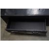 Image 2 : BLACK LEATHER LOOK OTTOMAN WITH DRAWERS - APX 40 X 40 INCHES