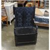 Image 1 : REPRODUCUTION CARVED BLACK HALL BENCH WITH STORAGE