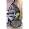 Image 3 : BRAND NEW MODERN RATTAN OUTDOOR TEAR DROP HANGING EGG CHAIR RETAIL $949 W/ GREY CUSHIONS - UV AND WA