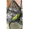 Image 4 : BRAND NEW MODERN RATTAN OUTDOOR TEAR DROP HANGING EGG CHAIR RETAIL $949 W/ GREY CUSHIONS - UV AND WA