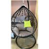 Image 6 : BRAND NEW MODERN RATTAN OUTDOOR TEAR DROP HANGING EGG CHAIR RETAIL $949 W/ GREY CUSHIONS - UV AND WA
