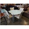 Image 1 : GLASSTOP DINING TABLE WITH SWIVEL OUT LEAFS AND 4 LEATHER CHAIRS RETAIL $1899