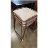 Image 2 : WATERFALL NIGHTSTAND, VINTAGE BENCH, 3 METAL STOOLS, MAGAZINE RACK