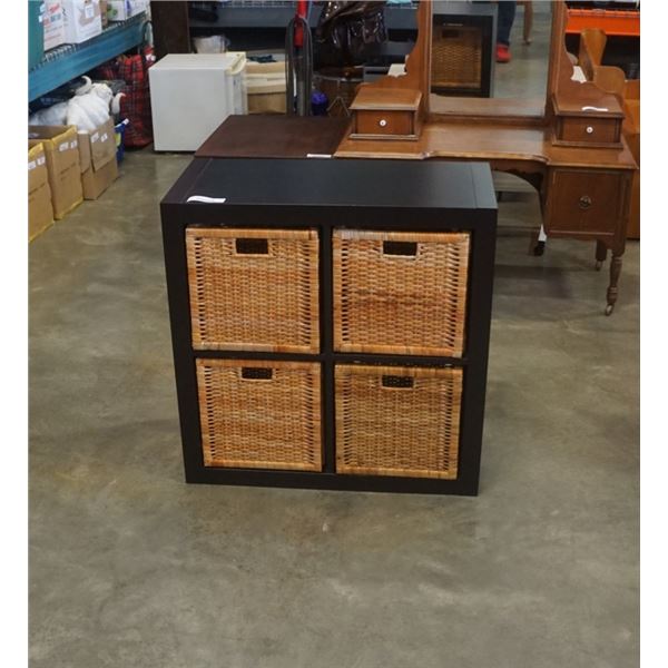 ESPRESSO SHELF WITH 4 WICKER BASKETS