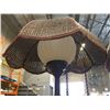 Image 2 : PAIR OF MID CENTURY TABLE LAMPS WITH GLASS GLOBES AND WICKER SHADES