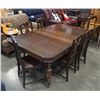 Image 1 : ANTIQUE DINING TABLE WITH 6 CHAIRS AND 2 LEAFS