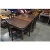 Image 2 : ANTIQUE DINING TABLE WITH 6 CHAIRS AND 2 LEAFS