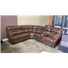 Image 2 : BRAND NEW BROWN STITCHED AIR LEATHER 3PC CORNER RECLINING SECTIONAL W/ CONSOLE, CUP HOLDERS AND BRAS