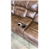 Image 8 : BRAND NEW BROWN STITCHED AIR LEATHER 3PC CORNER RECLINING SECTIONAL W/ CONSOLE, CUP HOLDERS AND BRAS