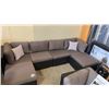 Image 2 : FLOOR MODEL RATTAN OUTDOOR 6 PIECE MODULAR SECTIONAL SOFA W/ DARK GREY CUSHIONS - RETAIL $1499 POWDE