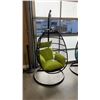 Image 2 : BRAND NEW GREEN SINGLE HANGING EGG CHAIR - RETAIL $949 W/ NECK PILLOW, FOLDABLE FRAME, POWDER COATED