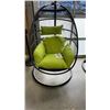 Image 3 : BRAND NEW GREEN SINGLE HANGING EGG CHAIR - RETAIL $949 W/ NECK PILLOW, FOLDABLE FRAME, POWDER COATED