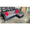Image 1 : BRAND NEW PREMIUM SMALL L OUTDOOR SECTIONAL RETAIL $1549 W/ DARK GREY CUSHIONS AND 2 ACCENT PILLOWS