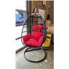 Image 2 : BRAND NEW RED SINGLE HANGING EGG CHAIR - RETAIL $949 W/ NECK PILLOW, FOLDABLE FRAME, POWDER COATED S
