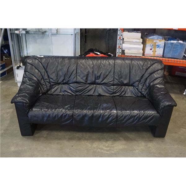 3 SEATER BLACK LEATHER SOFA