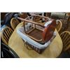 Image 1 : WICKER BASKET, VINTAGE STOOL AND SMALL STAND