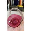 Image 2 : 2 PIECES OF CRANBERRY GLASS - VASE AND BASKET