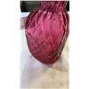 Image 8 : 2 PIECES OF CRANBERRY GLASS - VASE AND BASKET