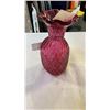 Image 9 : 2 PIECES OF CRANBERRY GLASS - VASE AND BASKET