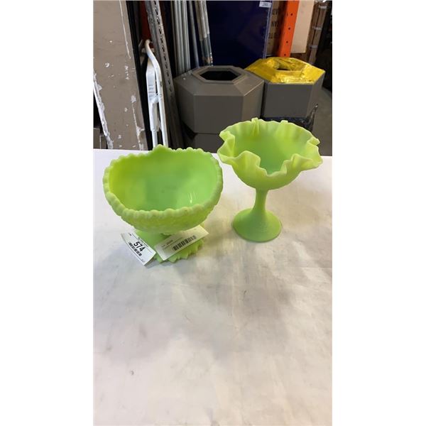 2 jadeite stemware bowls