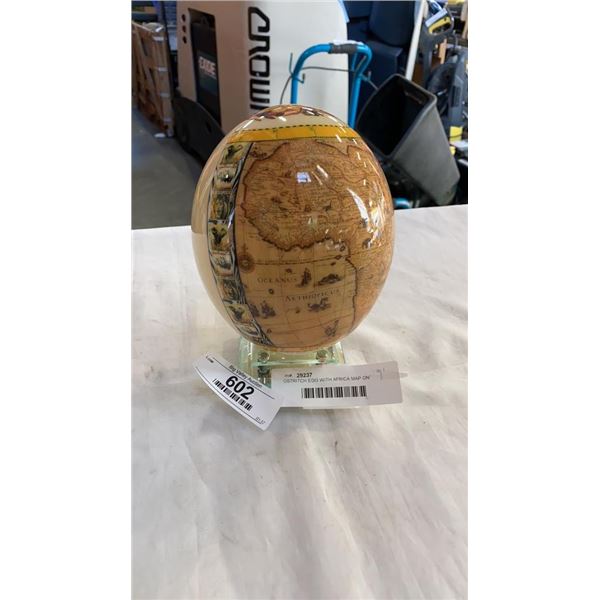 OSTRITCH EGG WITH AFRICA MAP ON STAND