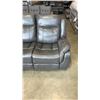 Image 2 : BRAND NEW GREY LEATHER RECLINING LOVE SEAT - RETAIL $699