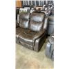 Image 2 : BRAND NEW BROWN LEATHER POWER RECLINING LOVE SEAT - RETAIL $999