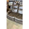 Image 3 : BRAND NEW BROWN LEATHER POWER RECLINING LOVE SEAT - RETAIL $999