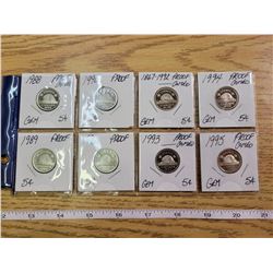 Cameo proof - Canada 5¢ 1988-89-90-91-92-93-94-95