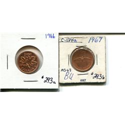 1966 + 1967 one cent UNC