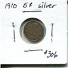 Image 1 : 1910 5 cents silver VF