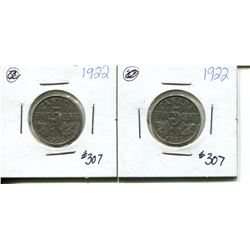 2 1922 5 cents VG