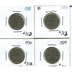 1928, 29, 30, 31 5 cents